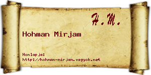 Hohman Mirjam névjegykártya